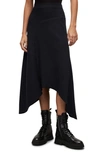 Allsaints Gia Rib Handkerchief Midi Skirt In Black