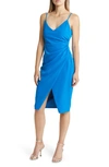 Black Halo Bowery Womens Velvet Rouched Sheath Dress In Blue