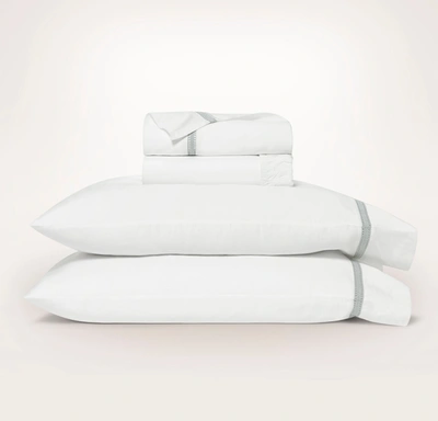 Boll & Branch Organic Signature Eyelet Sheet Set In White/shore Eyelet