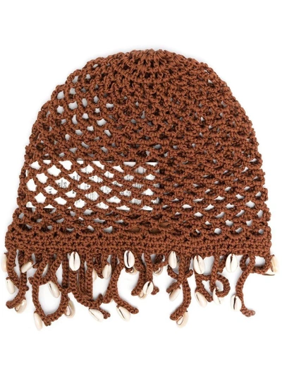 Alanui Mother Nature Cowry Shell Hat In Brown