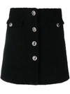 Alessandra Rich Wool Bouclé Button-up Mini Skirt In Black