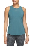 Nike Drifit One Luxe Tank In Noise Aqua/ Reflective Silv