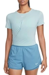 Nike Women's Dri-fit One Luxe Twist Cropped Short-sleeve Top In Ocean Bliss/ Reflective Silv