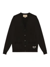 Gucci Black Stretch Wool Blend Cardigan In Black