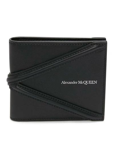 Alexander Mcqueen Logo-plaque Leather Wallet In Black