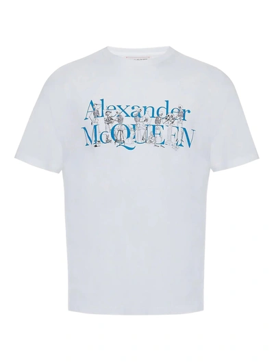 Alexander Mcqueen Logo印花圆领t恤 In White
