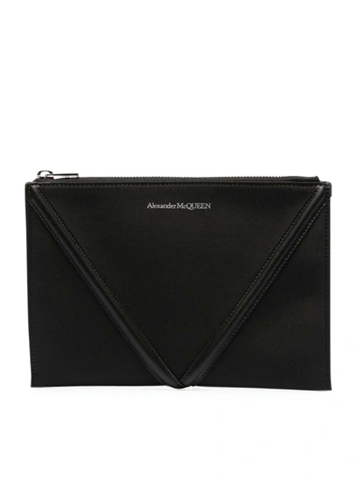 Alexander Mcqueen Logo-print Envelope Clutch In Black