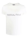 Saint Laurent Reverse Logo T-shirt 'naturel/noir' In Nude & Neutrals