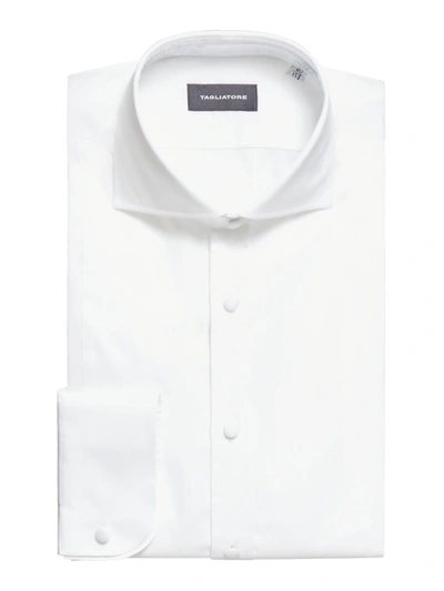 Tagliatore Classic-collar Cotton Shirt In White