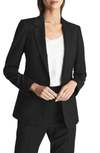Reiss Black Oe Velvet Single-breasted Blazer In Black