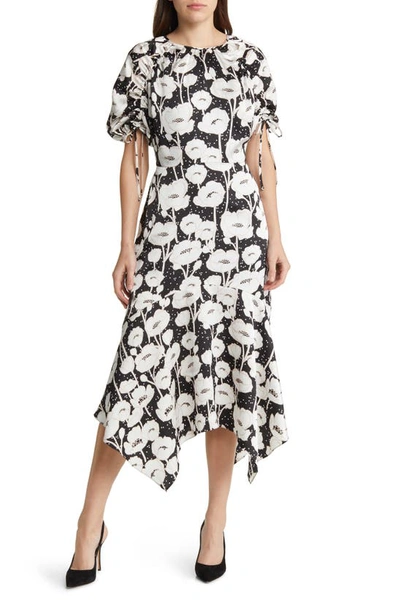 knee length dresses for ladies White Floral Midi Dress | Claarey main image 0