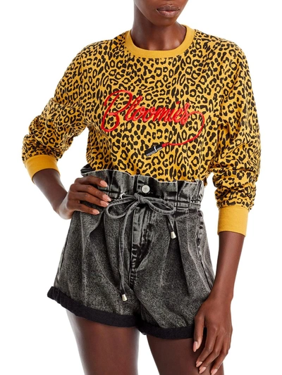 Bloomie's Womens Animal Print Cozy Sweatshirt In Yellow