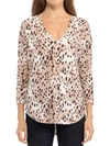 B COLLECTION BY BOBEAU WOMENS ANIMAL PRINT V NECK PULLOVER TOP