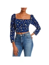 Rahi Chloe Womens Animal Print Boxy Crop Top In Blue
