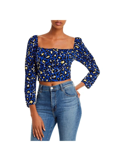 Rahi Chloe Womens Animal Print Boxy Crop Top In Blue