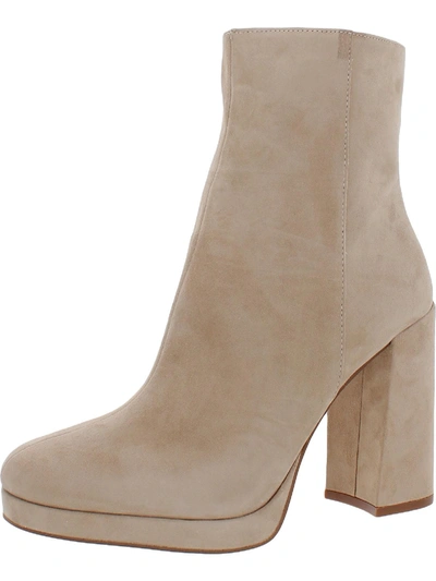 Steve Madden Main Womens Zipper Ankle Platform Boots In Beige