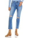 PAIGE AMBER WOMENS MID-RISE DESTROYED ANKLE JEANS