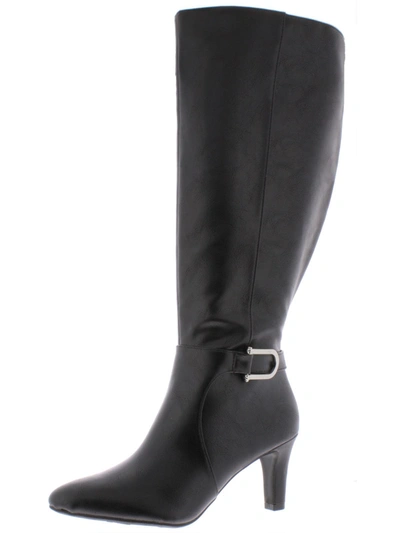 Lifestride Galina Womens Faux Leather Wide Calf Knee-high Boots In Black