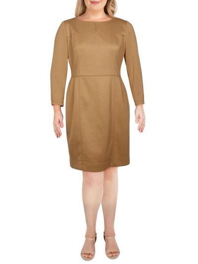 Anne Klein Womens Scuba Midi Wear To Work Dress In Brown