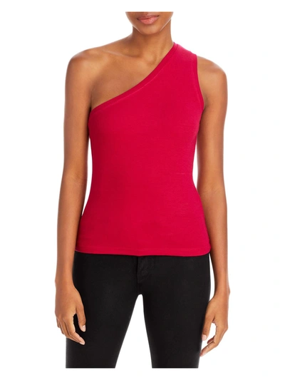Three Dots Womens One Shoulder Ribber Tank Top In Red