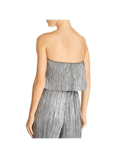 Lucy Paris Bianca Womens Metallic Pleated Crop Top In Grey