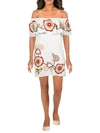 RED CARTER ADELAIDE WOMENS FLORAL EMBROIDERED MINI SUNDRESS