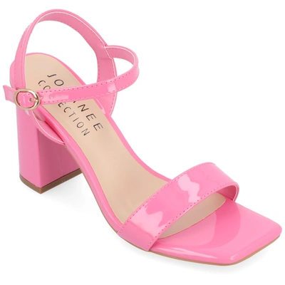 Journee Collection Women's Tivona Tru Comfort Foam Wide Width Mid Heel Ankle Strap Sandals In Pink