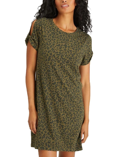 Sanctuary So Twisted Womens Animal Print Cut-out T-shirt Dress In Green