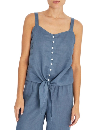 Three Dots Womens Sleeveless Crop Camisole Top In Blue