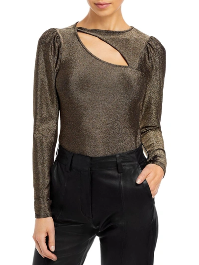 N:philanthropy Delia Womens Metallic Cut Out Pullover Top In Grey