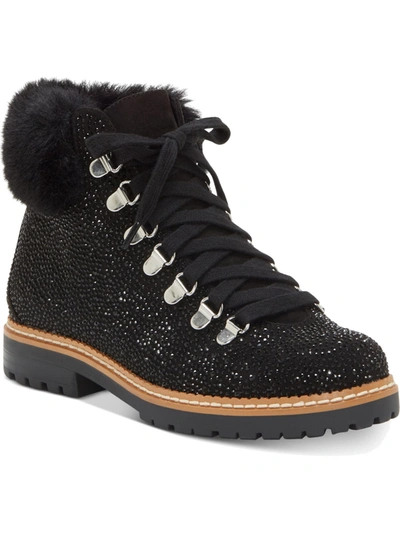 Inc Pravale 3 Womens Embellished Textured Lace-up Boot In Black
