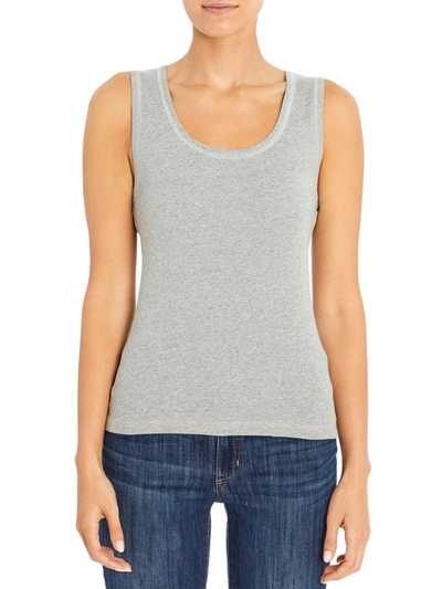 Three Dots Womens Cotton Ribbed Trim Tank Top In Grey