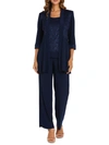 R & M RICHARDS WOMENS LACE SEQUINED PANT SUIT