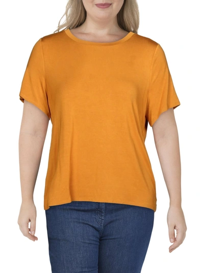 Alfani Womens Solid Short Sleeves T-shirt In Yellow