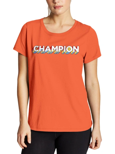 Champion Womens Crewneck Knit Graphic T-shirt In Orange