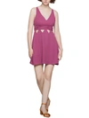 Bcbgeneration Womens Cutout Criss-cross Back Mini Dress In Purple