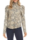 Karen Kane Womens Knit Puff Sleeve Turtleneck Top In Beige