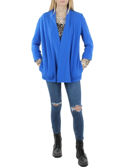 Kasper Womens Knit Pockets Open-front Blazer In Blue