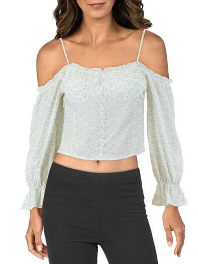Line & Dot Nikki Womens Embroidered Off The Shoulder Pullover Top In White