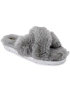 Dolce Vita Pillar Womens Faux Fur Slip On Slide Sandals In Grey