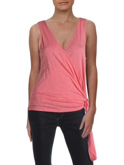 Z Supply Womens Heathered Surplice Wrap Top In Pink