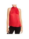 1.STATE WOMENS CHARMEUSE PLEATED HALTER TOP