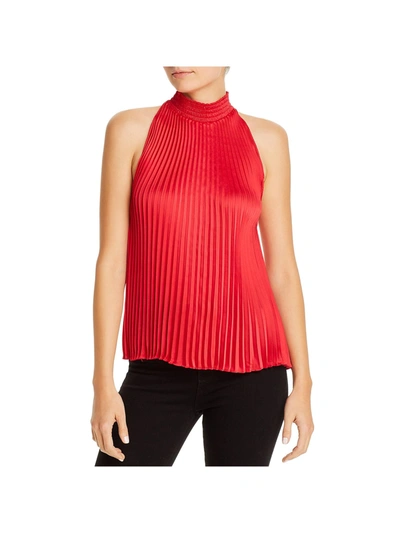 1.state Womens Charmeuse Pleated Halter Top In Red