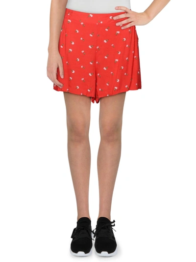 Lush Womens Floral Pull On Casual Shorts In Red