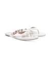 Wild Pair Fantasia Womens Patent Embellished Flat Sandals In White