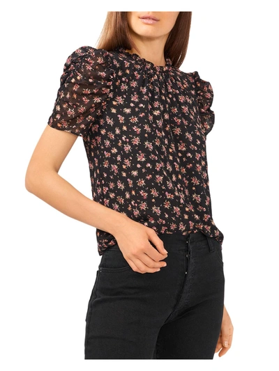 1.state Romantic Blooms Womens Metallic Floral Blouse In Black