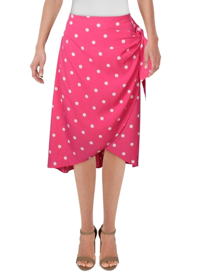 Riley & Rae Ami Womens Polka Dot Faux Wrap Wrap Skirt In Pink