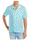 BLOOMIE'S THE CABANA WOMENS LINEN CHECKERED BUTTON-DOWN TOP