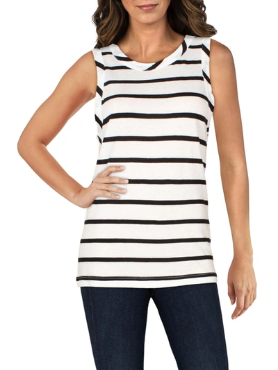 Chaser Womens Knit Striped Tank Top In White