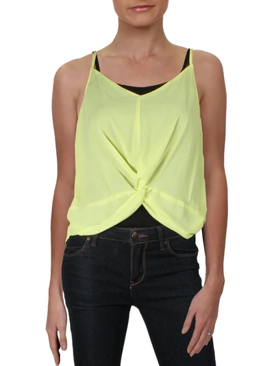 Lush Womens Knot Front Sheer Tank Top In Yellow